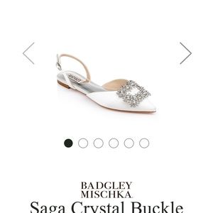 Badgley Mischka Saga Crystal Buckle Pointed Toe Flat